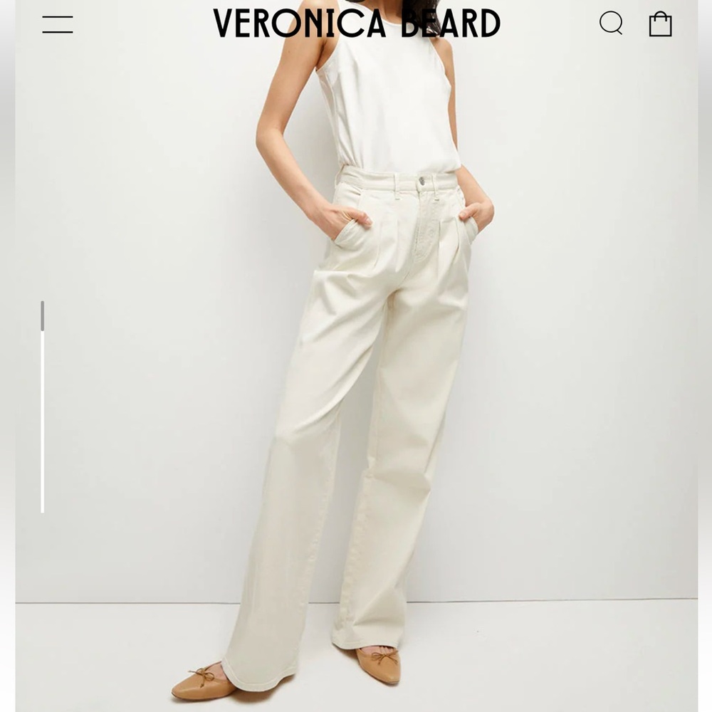 NWT Veronica Beard Mia Wide Leg Jeans Ecru